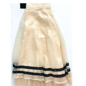 Elegant Cream and Black Striped Skirt